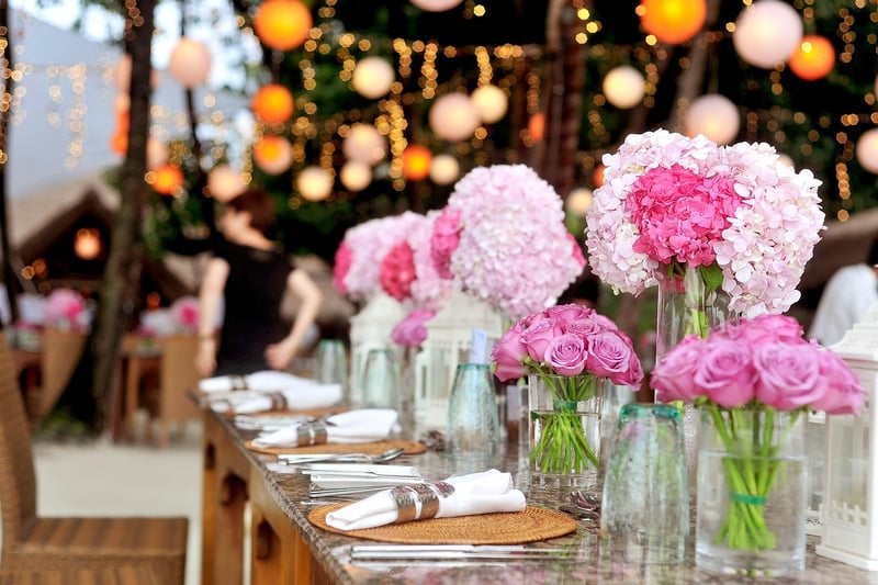 Outdoor wedding reception under the stars